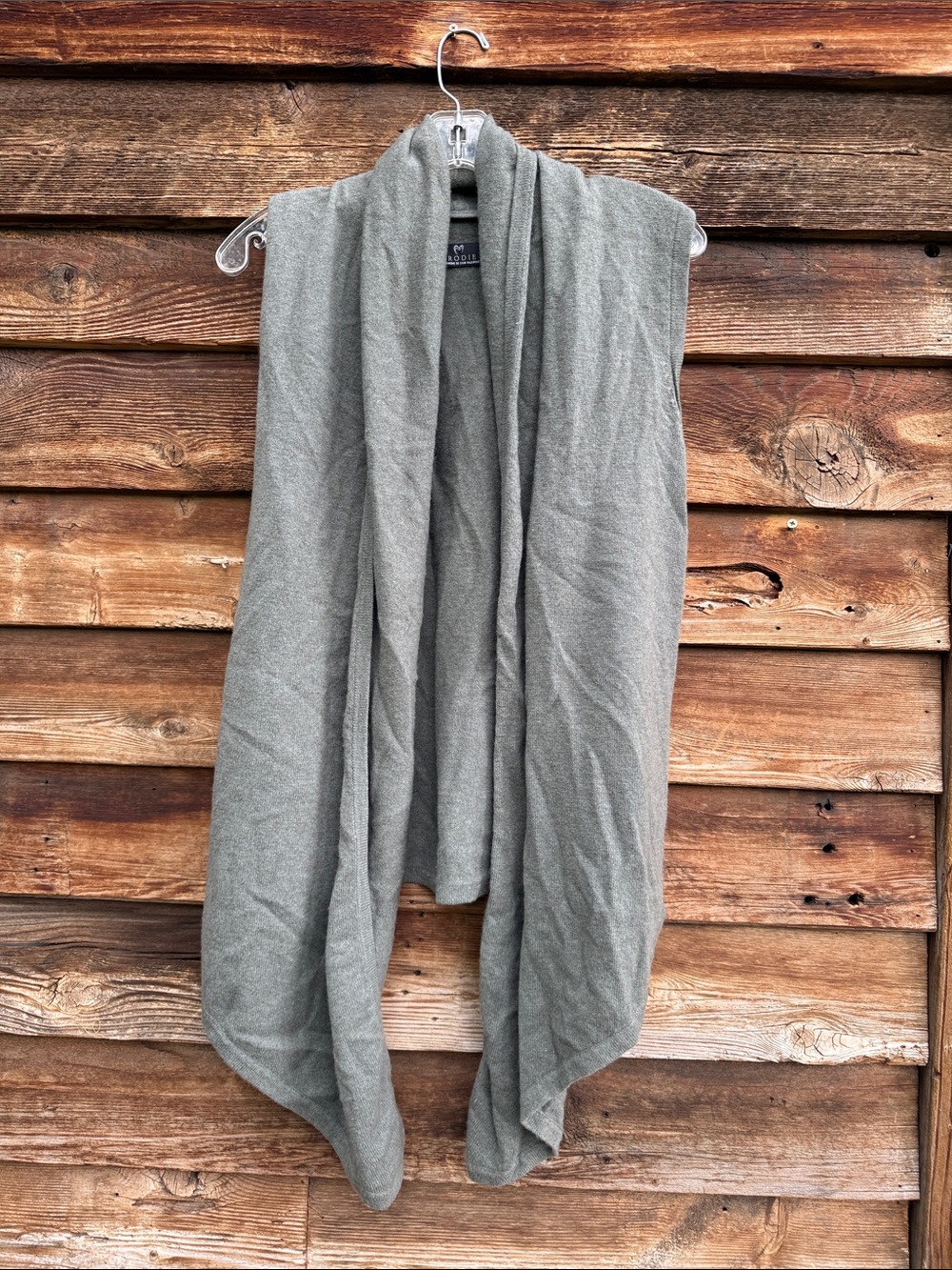 Brodie cashmere high low sleeveless cardigan